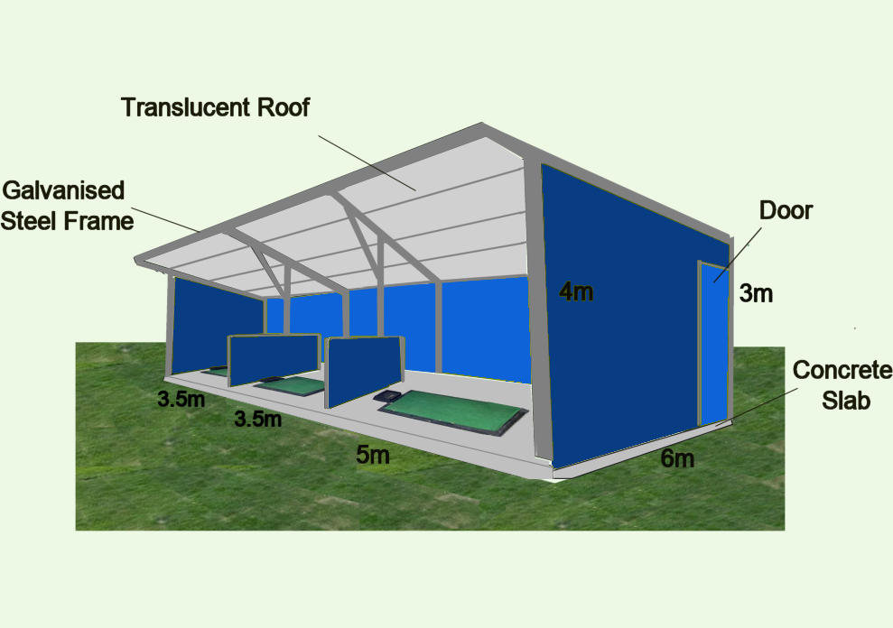 CAD design of a range bay structure with dimensions